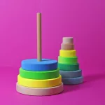 Grimm's neon zöld Montessori torony fa építőjáték