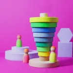Grimm's neon zöld Montessori torony fa építőjáték
