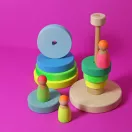 Grimm's neon zöld Montessori torony fa építőjáték Grimm's neon zöld Montessori torony fa építőjáték