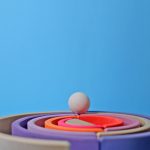 Grimm's neon pink szivárvány fa építőjáték 10 darabos