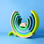 Grimm's neon zöld szivárvány fa építőjáték 10 darabos