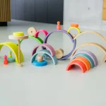 Grimm's neon zöld szivárvány fa építőjáték 10 darabos