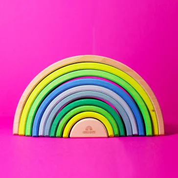   Grimm's neon zöld szivárvány fa építőjáték 10 darabos