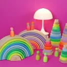 Grimm's neon zöld szivárvány fa építőjáték 10 darabos Grimm's neon zöld szivárvány fa építőjáték 10 darabos