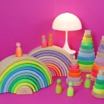 Grimm's neon zöld szivárvány fa építőjáték 10 darabos
