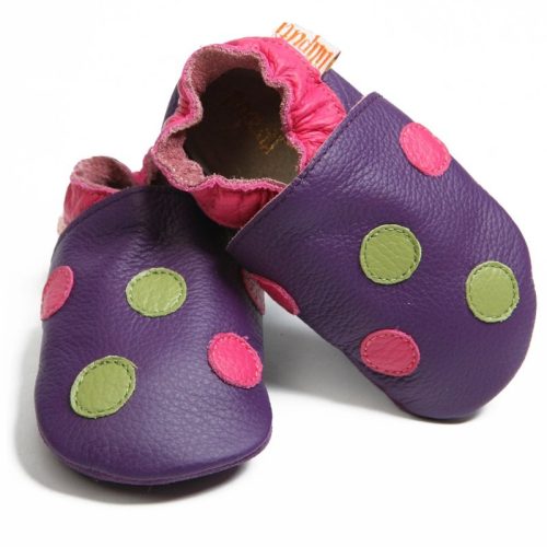 Liliputi puhatalpú cipő - Polka Dots Purple - Méret M