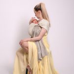  LoveRadius pöti karikás kendő csomó nélkül, Vanilla / Eucalyptus (kifordítható)