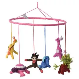 Peppa horgolt állatok kiságy felé forgó - Rózsaszín