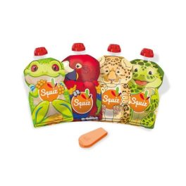   SQUIZ többször használható ételtasak, Esőerdő (Jaguár,Béka,Lajhár,Papagáj) 4 db/ csomag