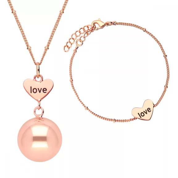 Bola kismama lánc + karkötő szett rosegold, love Bola kismama lánc + karkötő szett rosegold, love