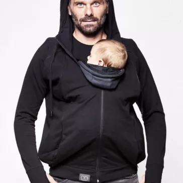   Kismama és hordozós 3in1 kapucnis felső fekete S - LoveRadius