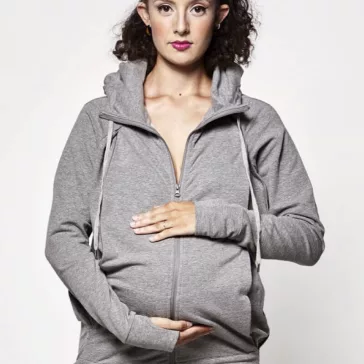   Kismama és hordozós 3in1 kapucnis felső szürke M - LoveRadius