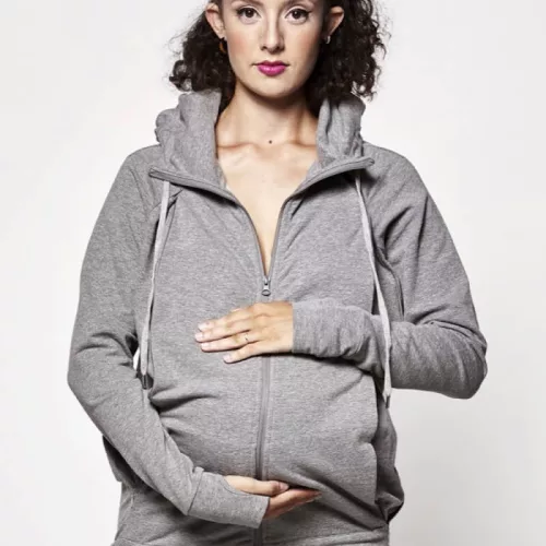 Kismama és hordozós 3in1 kapucnis felső szürke M - LoveRadius