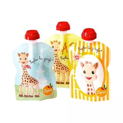 SQUIZ többször használható ételtasak, Sophie la Girafe 3 db/ csomag