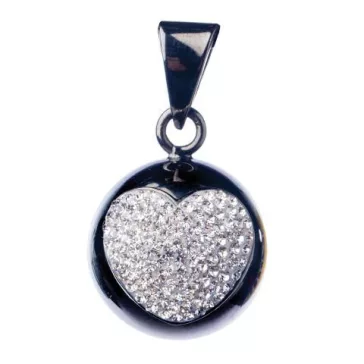 Bola pocakcsengettyű, fekete glitter szív