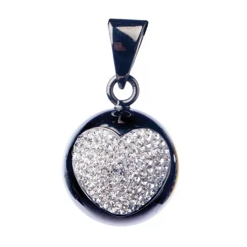 Bola pocakcsengettyű, fekete glitter szív