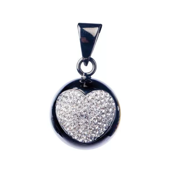 Bola pocakcsengettyű, fekete glitter szív Bola pocakcsengettyű, fekete glitter szív