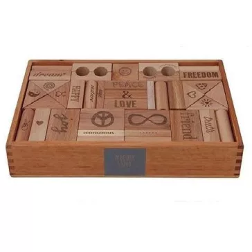 Wooden story Peace and Love építőkockák XL - 72 db