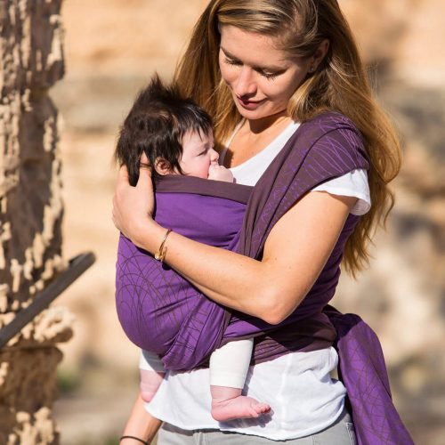 Hoppediz hordozókendő - New York mocca viola - méret: 4,6 m