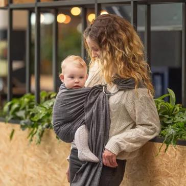 Hoppediz Ring Sling, karikás kendő ( poplin denim black )